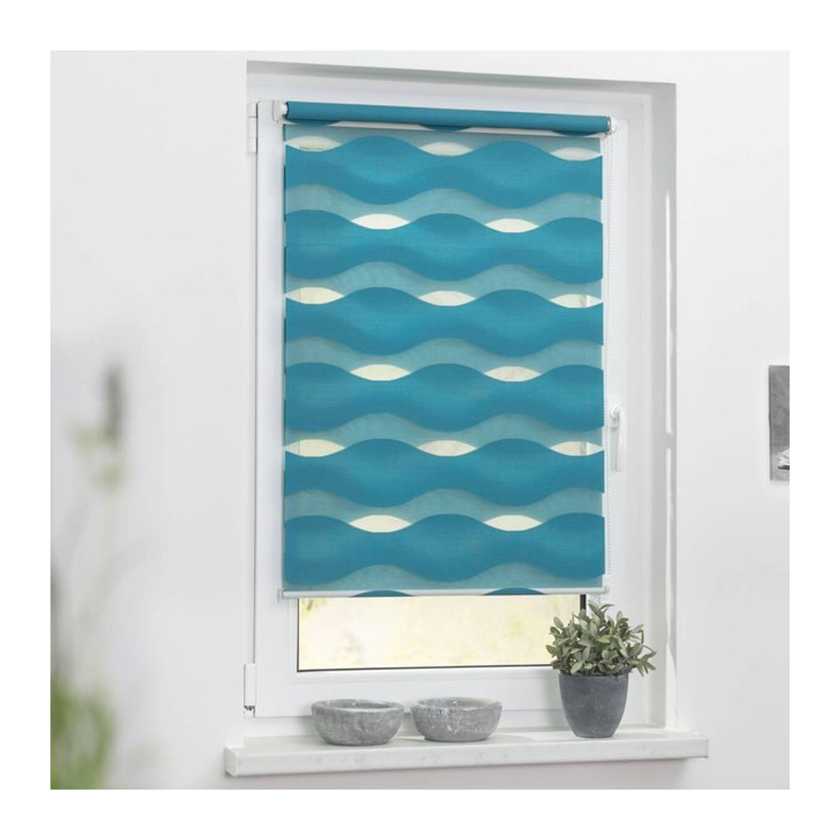 Lichtblick Duo Rollo Welle Klemmfix ohne Bohren Petrol B/H: 110 x 150 cm - Bild 3