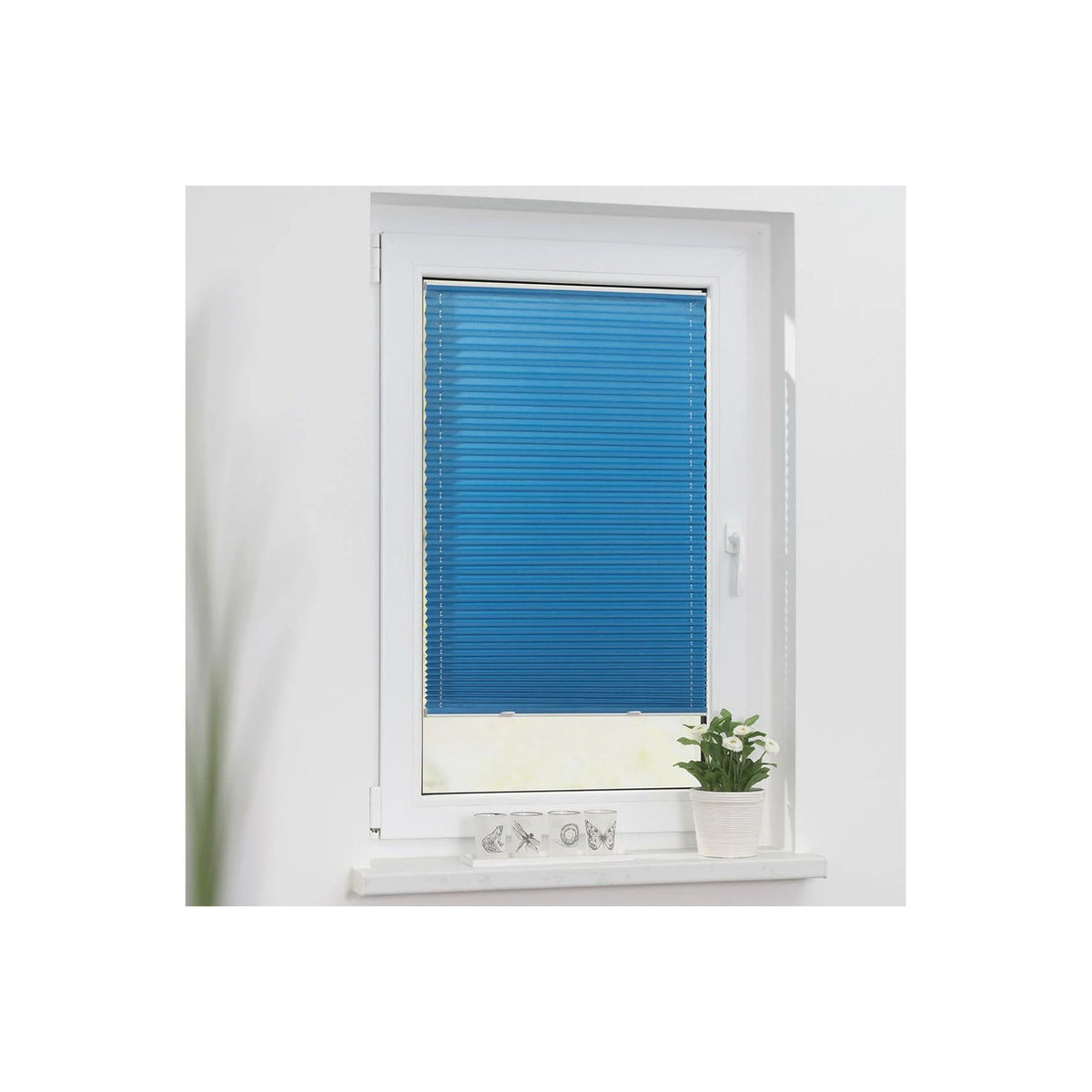Lichtblick Plissee Haftfix ohne Bohren, Blau, B: 75 cm, H: 130 cm - Bild 2