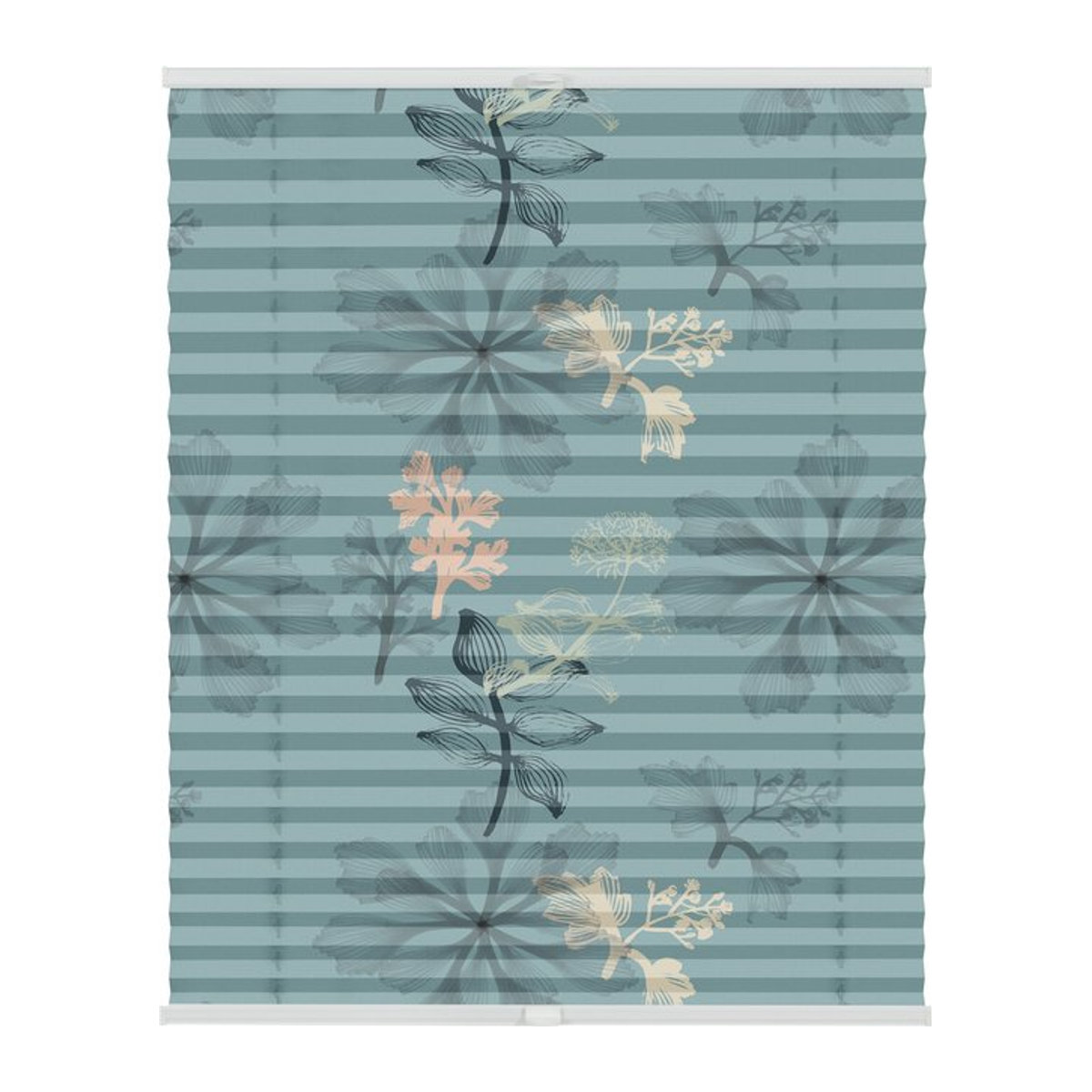 Lichtblick Plissee Klemmfix ohne Bohren blickdicht Aqua Floral Blau - Bild 1
