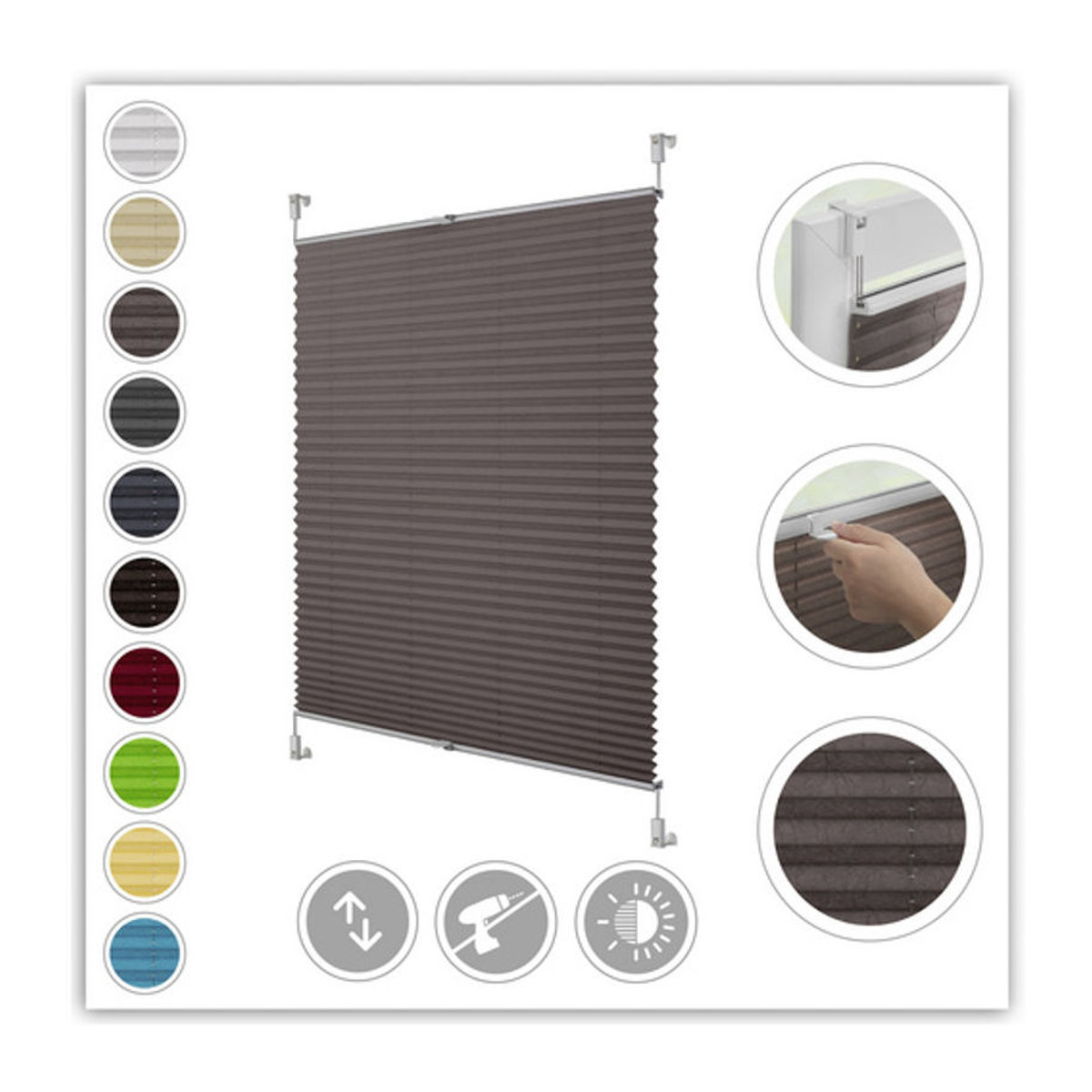 Lichtblick Plissee Klemmfix Taupe B/H: 85 x 130 cm - Bild 8