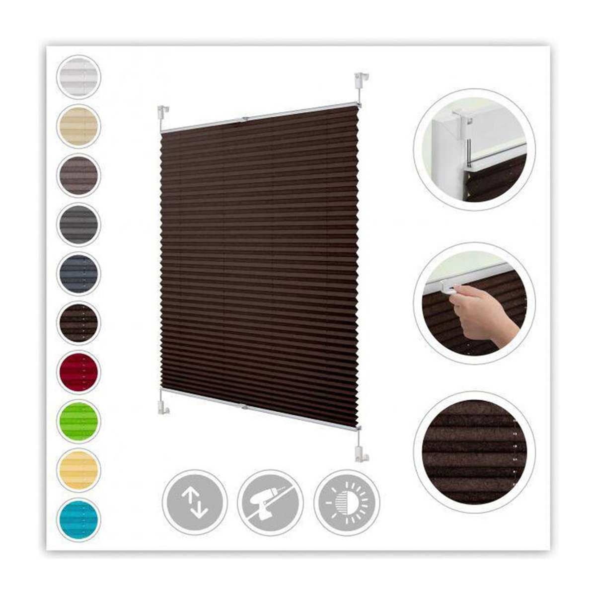 Lichtblick Plissee Klemmfix verspannt Braun B/H: 50 x 130 cm - Bild 9