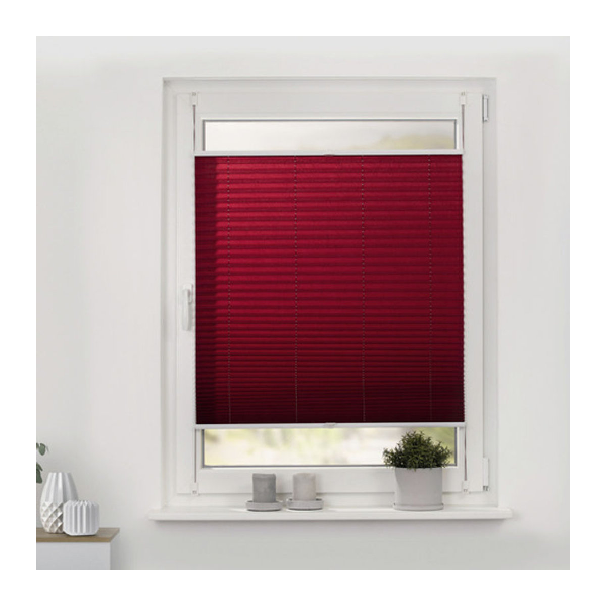Lichtblick Plissee Klemmfix verspannt Brombeer Rot B: 80 cm, H: 210 cm - Bild 7