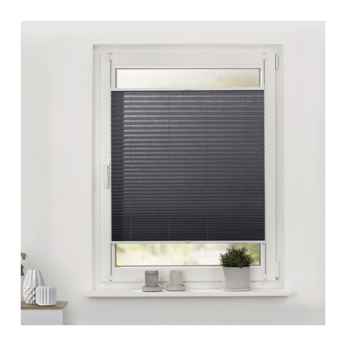 Lichtblick Plissee Klemmfix verspannt ohne Bohren Grau B/H: 80 x 130 cm - Bild 5