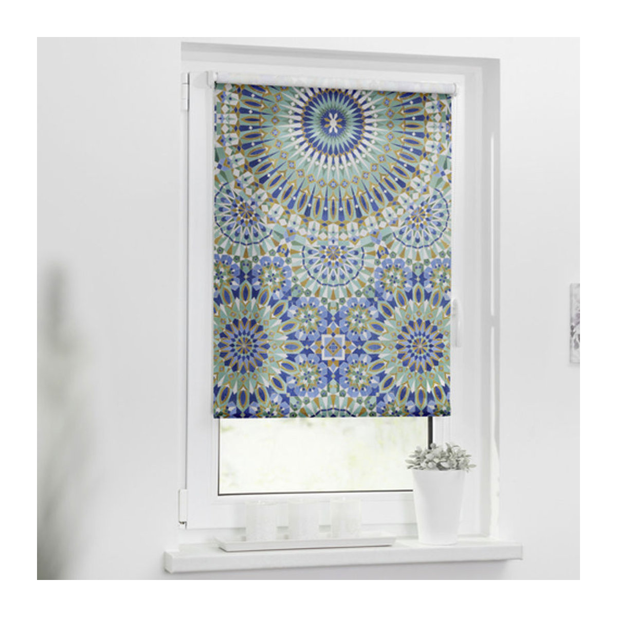 Lichtblick Rollo Klemmfix mit orientalischem Muster in Blau Grün B: 70 cm, H: 150 cm - Bild 2