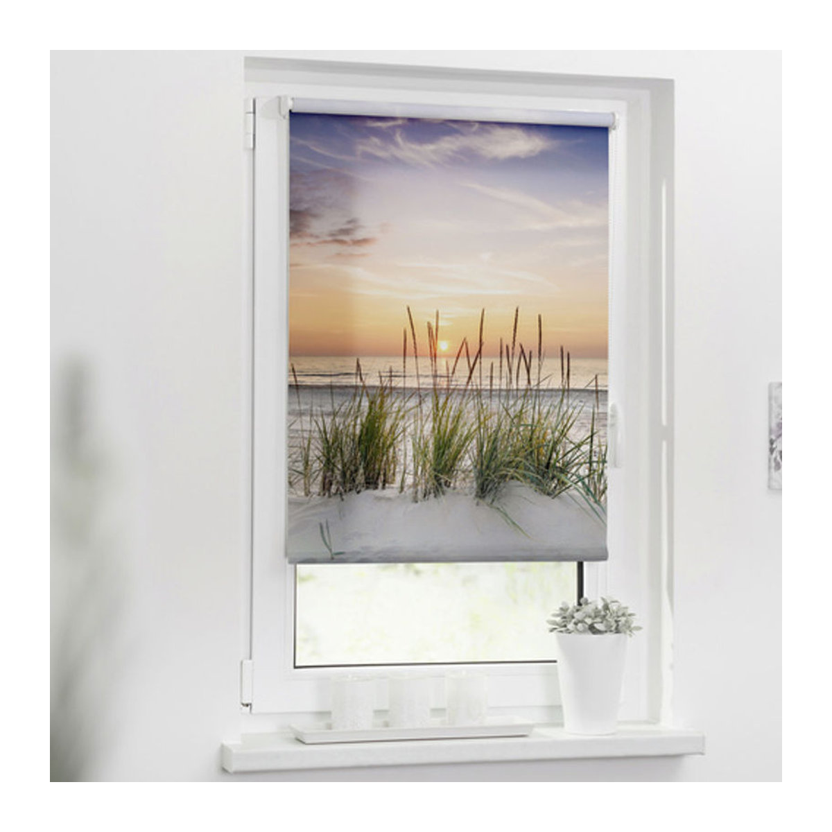 Lichtblick Rollo Klemmfix Nordseestrand in Rot Weiß B: 70 cm x H: 150 cm - Bild 2