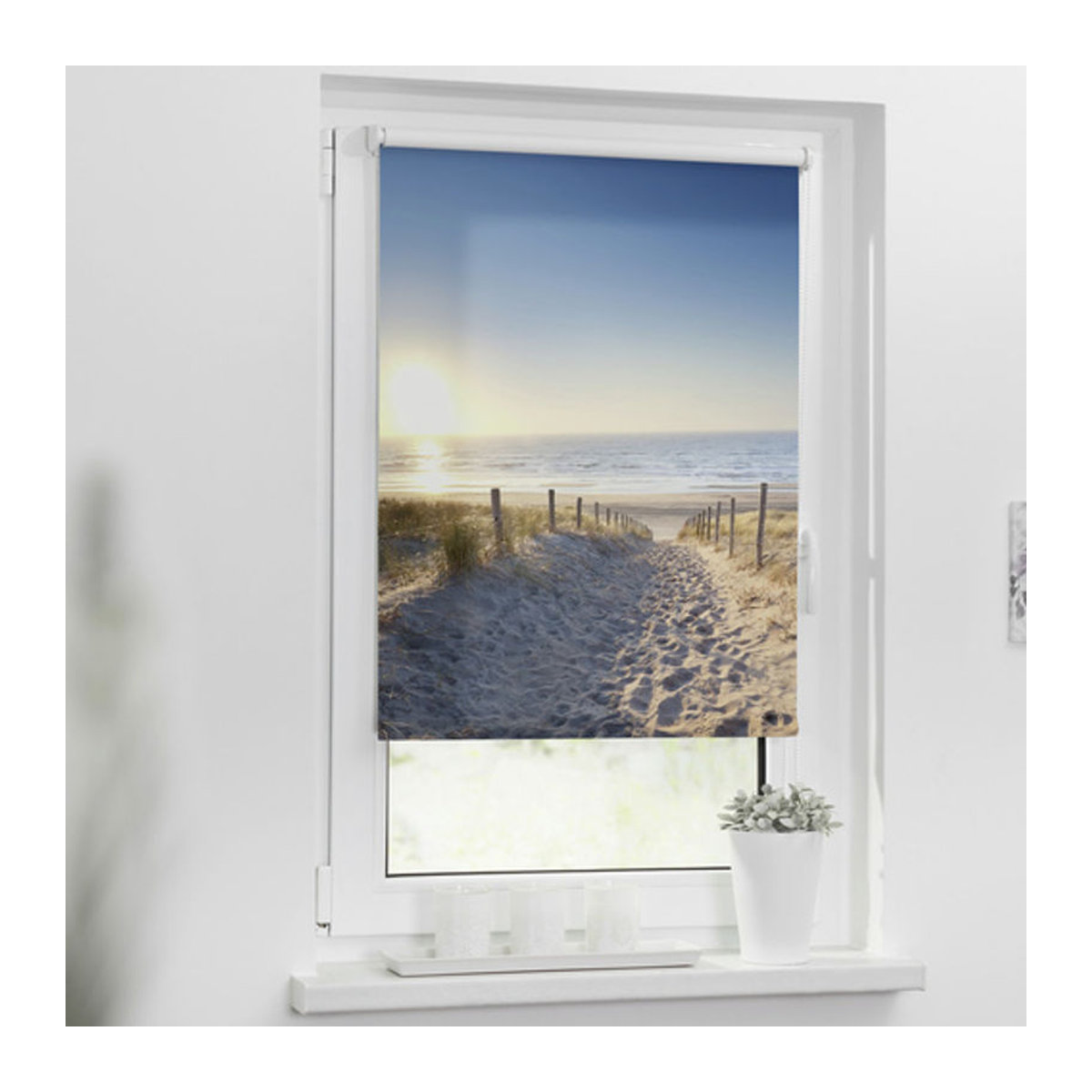 Lichtblick Rollo Klemmfix Ostseestrand Blau B: 90 cm, H: 150 cm - Bild 2