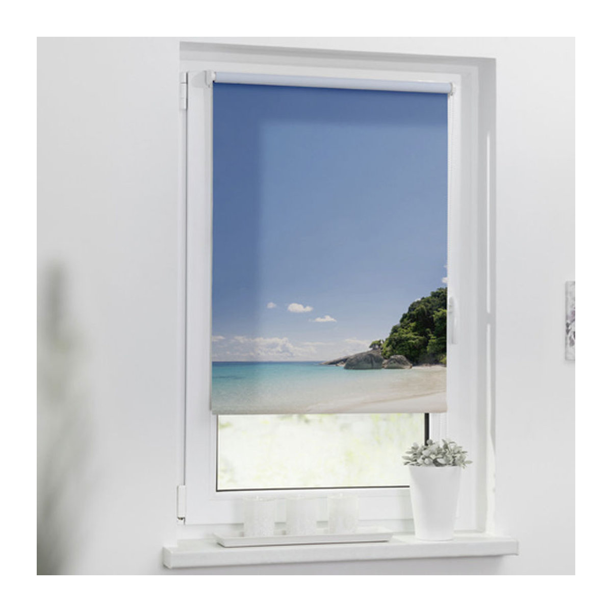 Lichtblick Rollo Klemmfix Südseeinsel Blau B: 120 cm, H: 150 cm - Bild 2