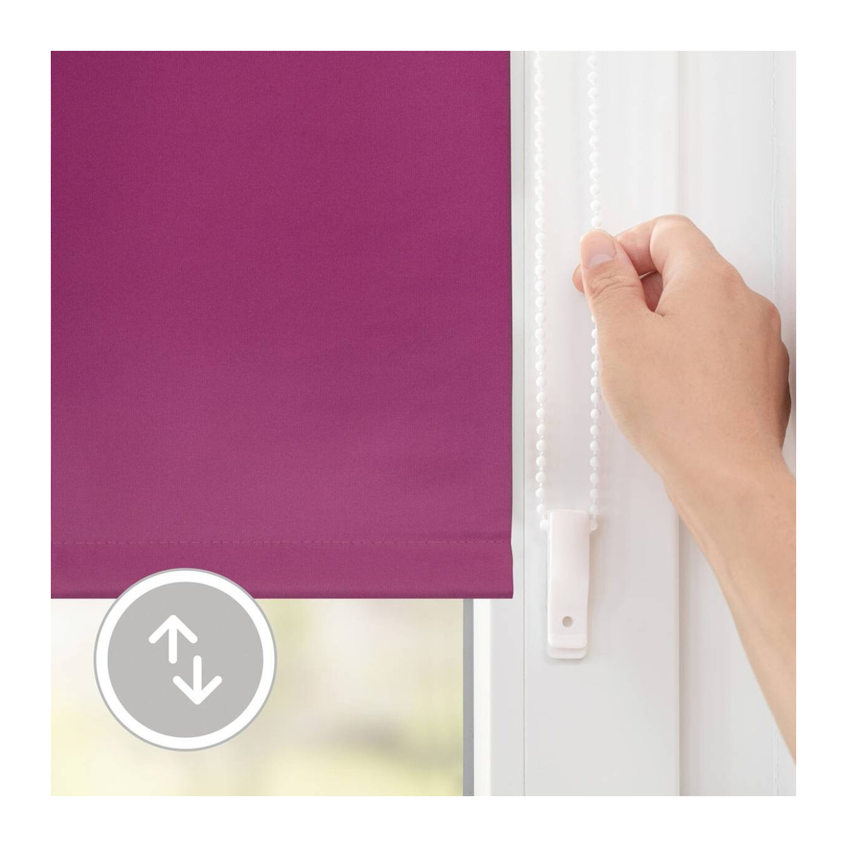 Lichtblick Thermo Klebe- und Klemmrollo Verdunklungsqualität in Fuchsia, B: 55 cm, H: 150 cm - Bild 4