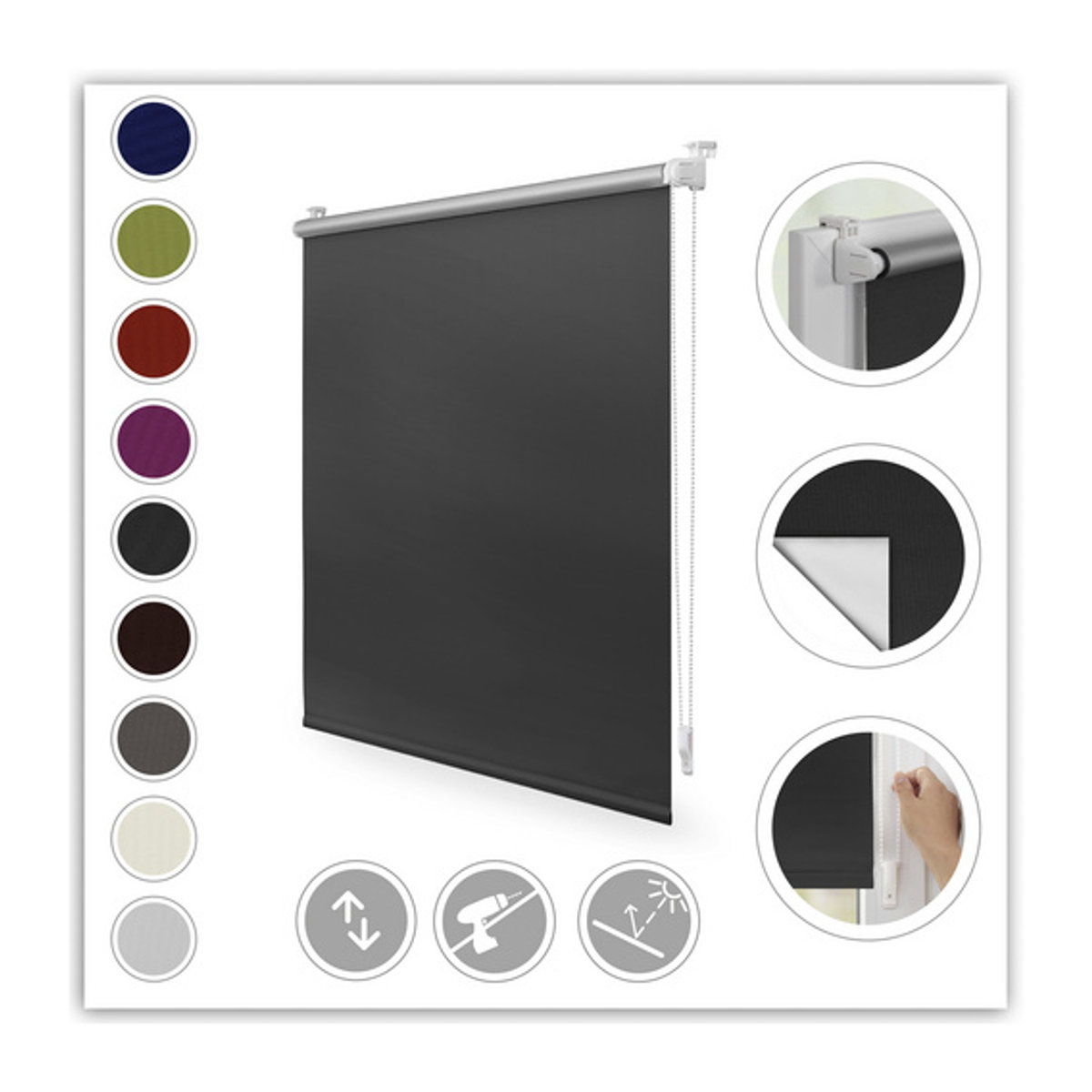 Lichtblick Thermo-Klemmrollo in Anthrazit B/H: 120 x 150 cm - Bild 7