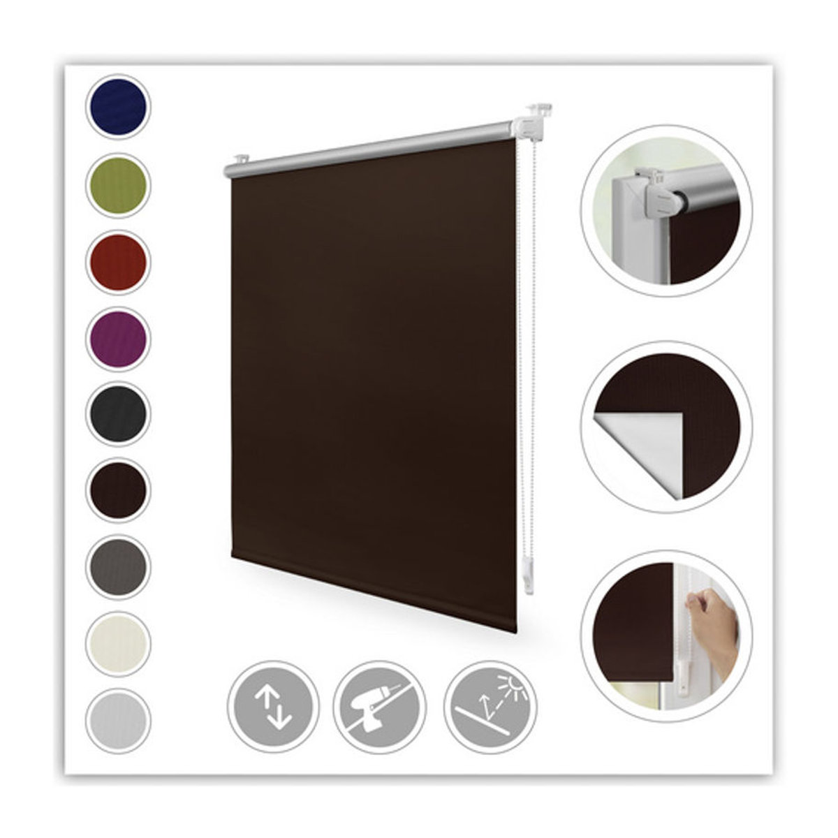 Lichtblick Thermo Klemmrollo in Braun mit Verdunklungsqualität B/H: 75 x 150 cm - Bild 6