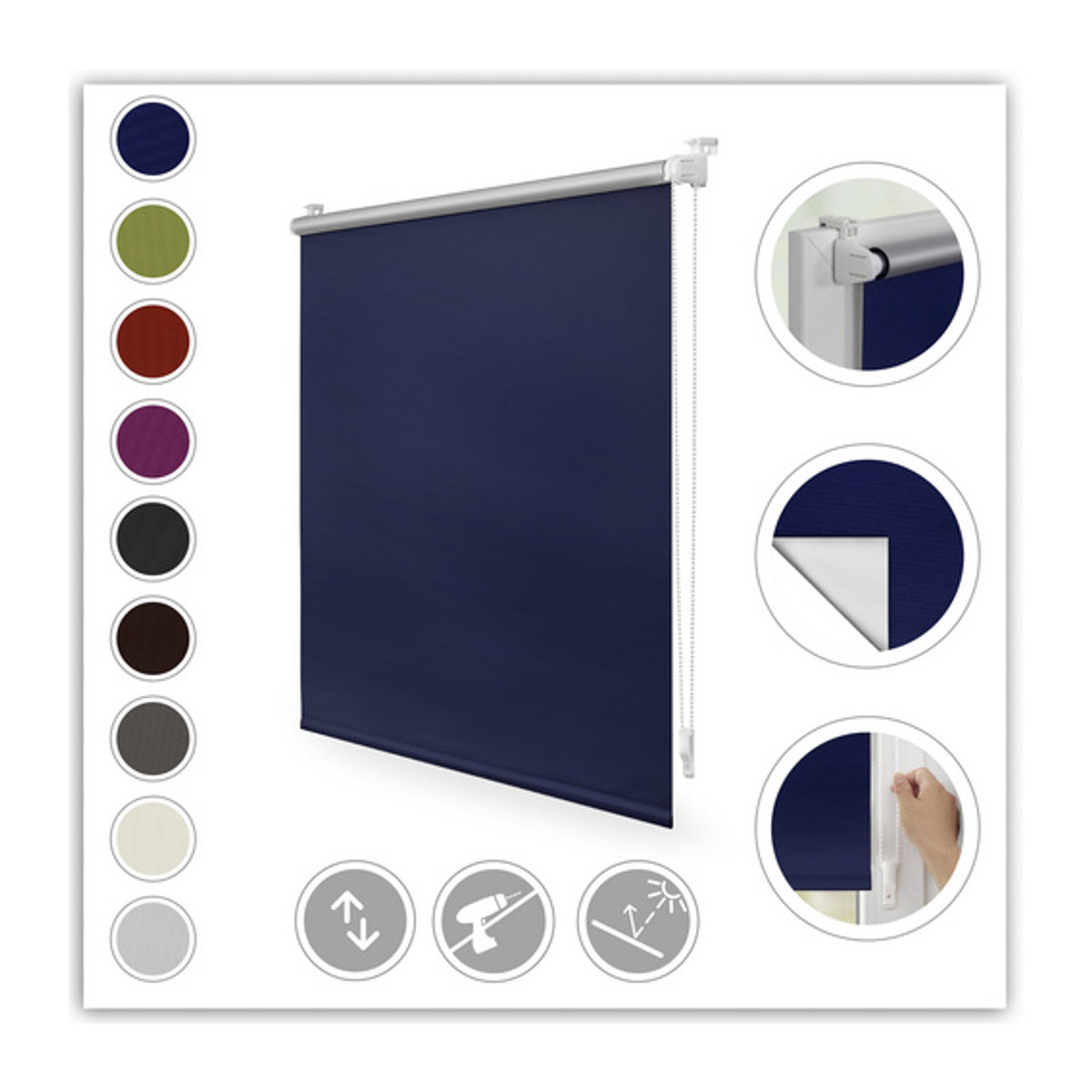 Lichtblick Thermo-Rollo Klemmfix Verdunkelung Blau B/H: 70 x 150 cm - Bild 11
