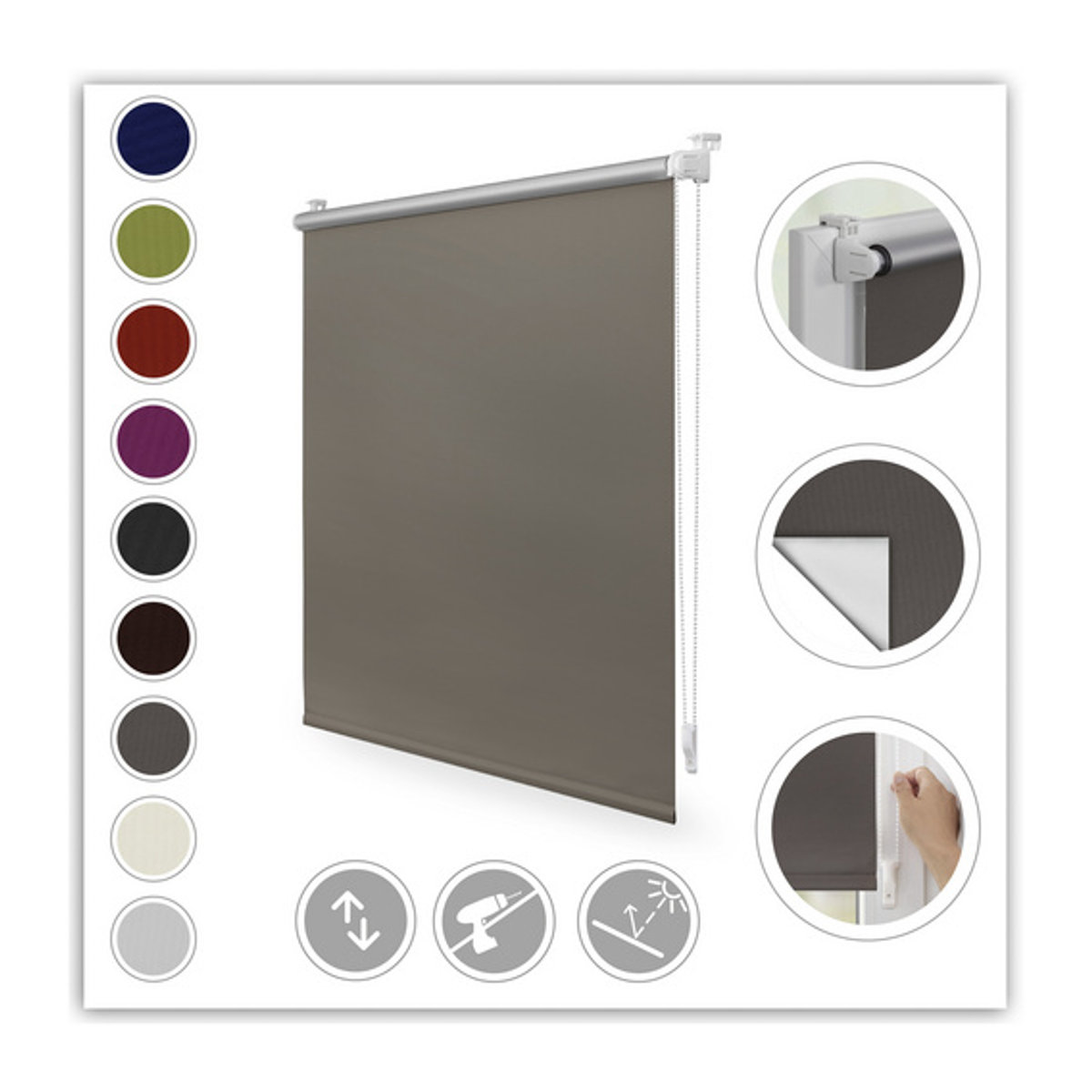 LICHTBLICK Thermo-Rollo Klemmfix Verdunklungsqualität in Taupe, Breite: 95 cm, Höhe: 150 cm - Bild 7