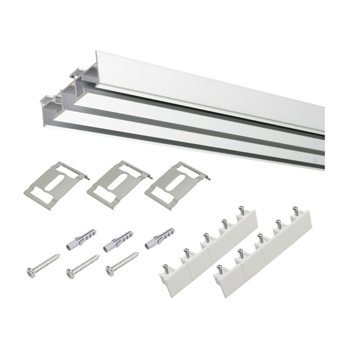 LIEDECO Flächenvorhangschiene aus Aluminium, 3-läufig, weiß, Länge: 165 cm - Bild 2