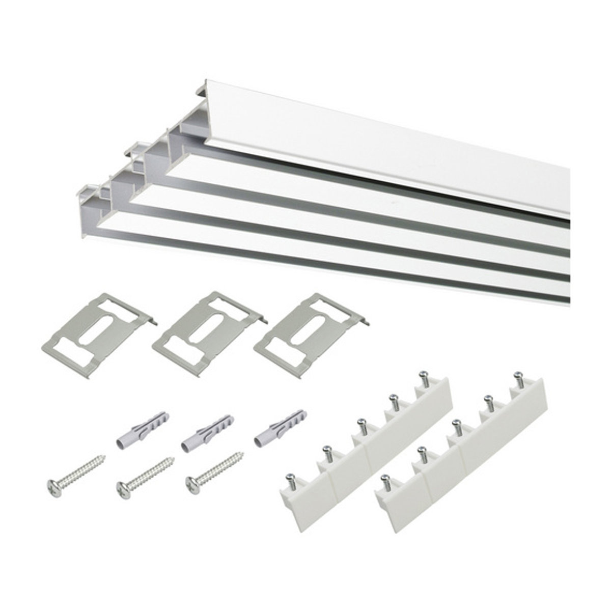 LIEDECO Flächenvorhangschiene aus Aluminium, 4-läufig, weiß, Länge: 165 cm - Bild 2