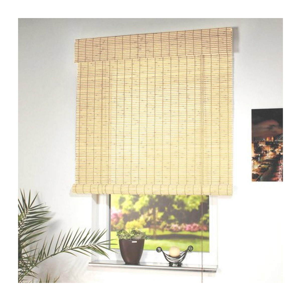 LIEDECO Holzrollo in Beige, lichtdurchlässig - Bild 1