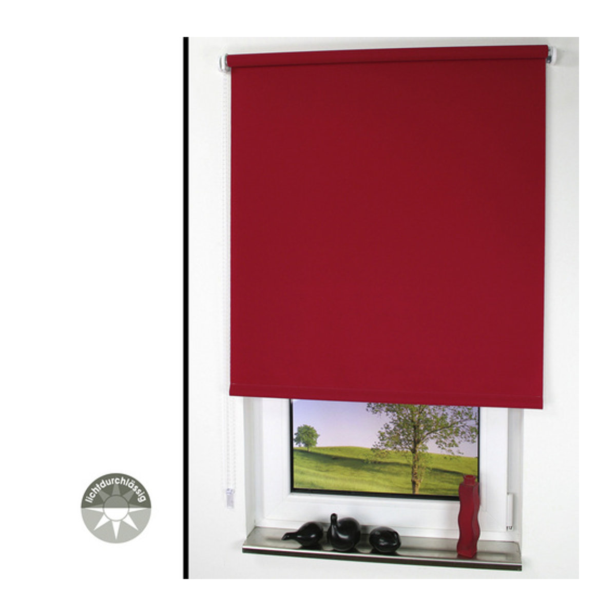 LIEDECO Seitenzug-Rollo aus Stoff in Rot, lichtdurchlässig - Bild 3