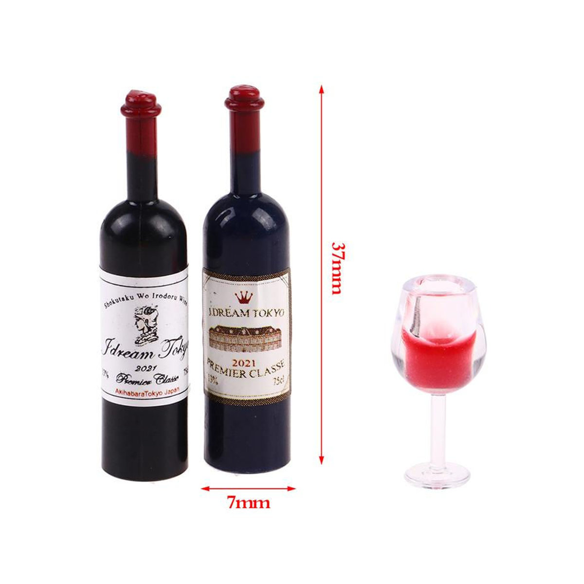 Life Blood Miniatur-Set aus Glas und Kunstharz mit Weinbechern, Bierkrügen und Weinflaschen in Schwarz für Puppenhaus im Maßstab 1:12 - Bild 3