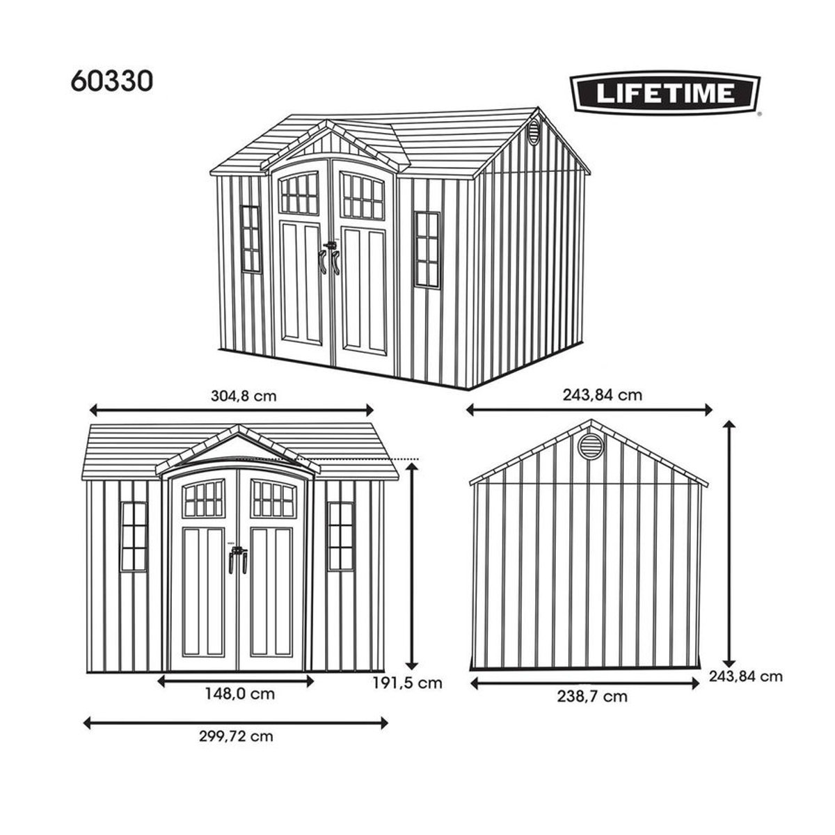 Lifetime Gartenhaus Saturn aus Kunststoff in Grau, B/H/T: 305 x 244 x 244 cm - Bild 1