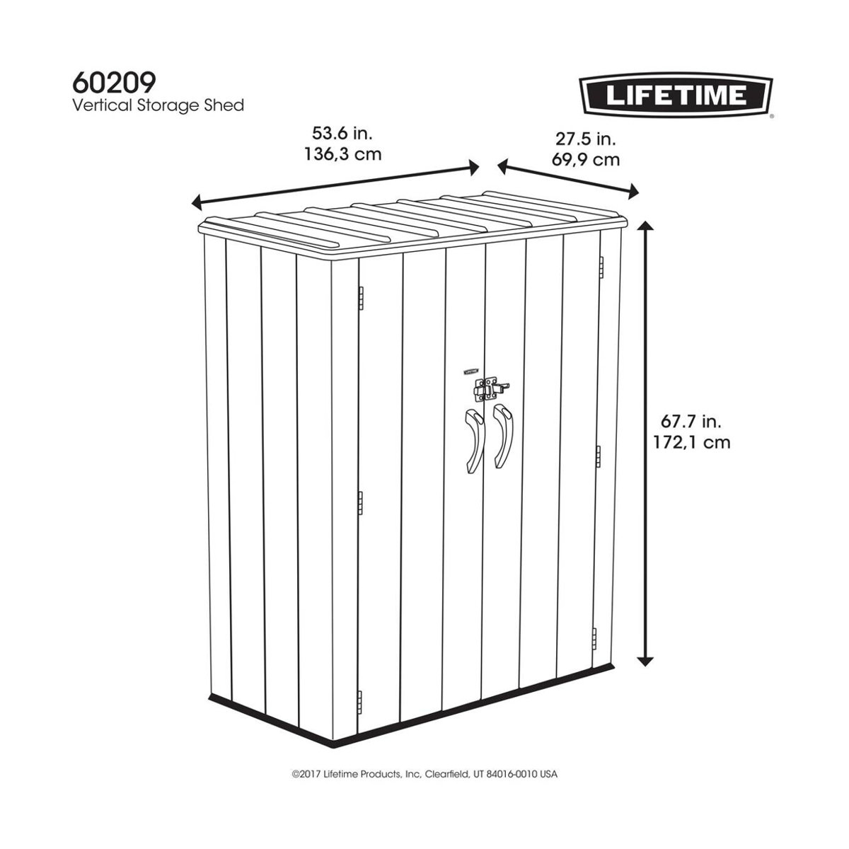 Lifetime Geräteschrank aus Kunststoff in Grau B/H/T: 136 x 172 x 70 cm - Bild 5