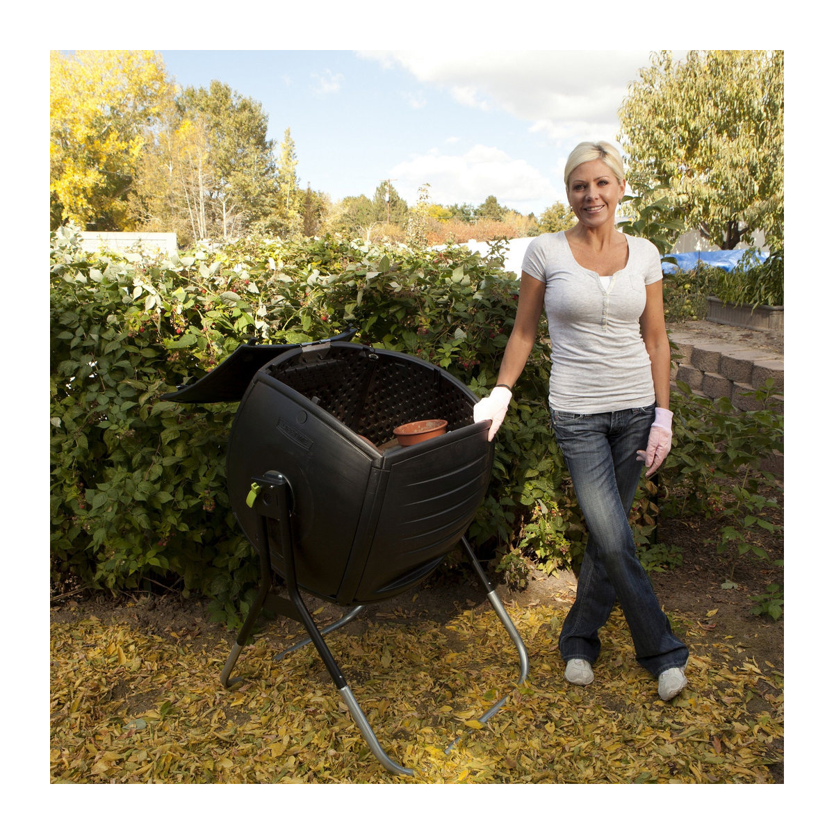 Lifetime Trommelkomposter Premium aus Kunststoff und Stahl, 189 l Volumen, Schwarz, T x B x H: 75 x 77 x 112 cm - Bild 4
