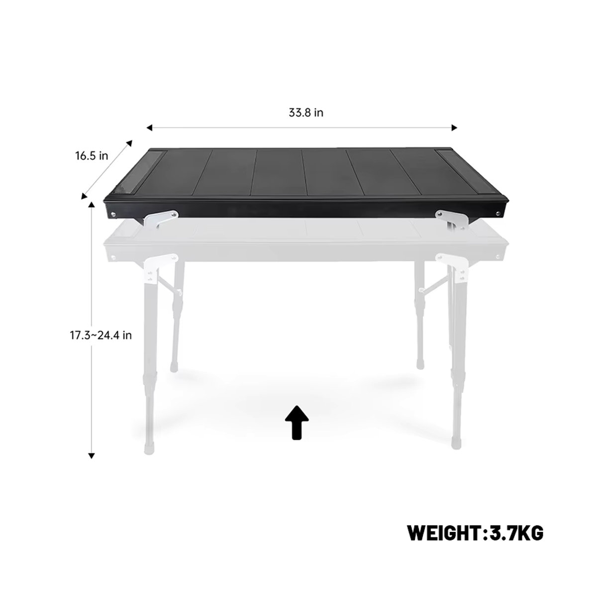 LIFEWITHCAMP 3-teiliger Camping-Hubtisch aus Aluminiumlegierung mit abnehmbarem Grill und Erweiterungsfunktion, Schwarz - Bild 5