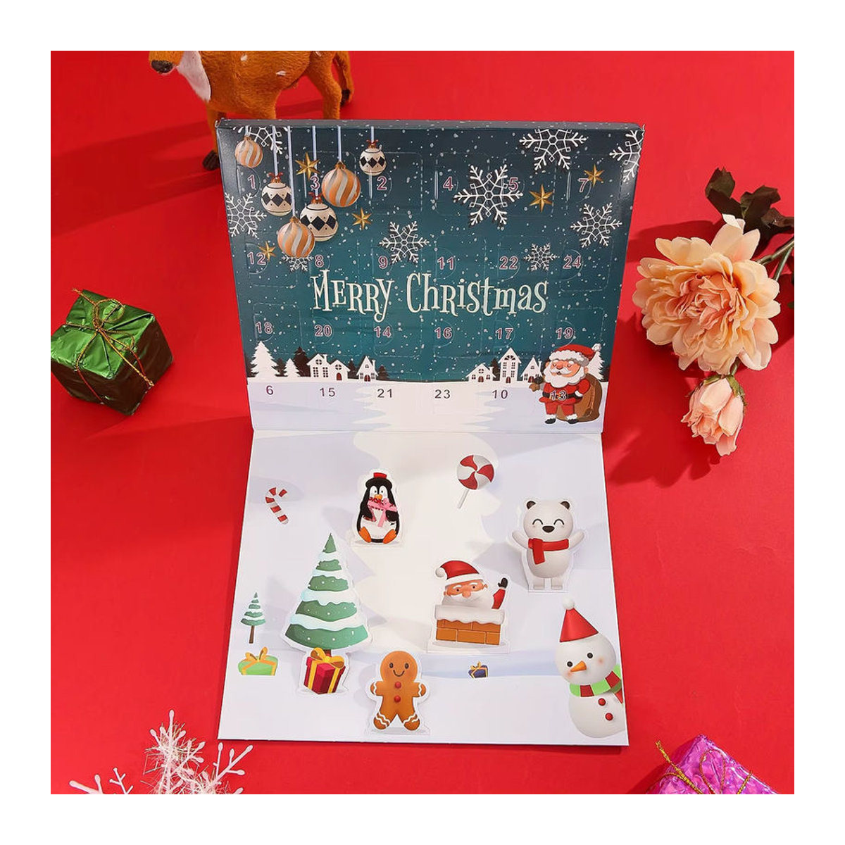 Lila DIY Weihnachtskalender Bastelset für Kinder mit 24 Tagen Advent Countdown und Herz-Schneeperlenornamenten - Bild 2