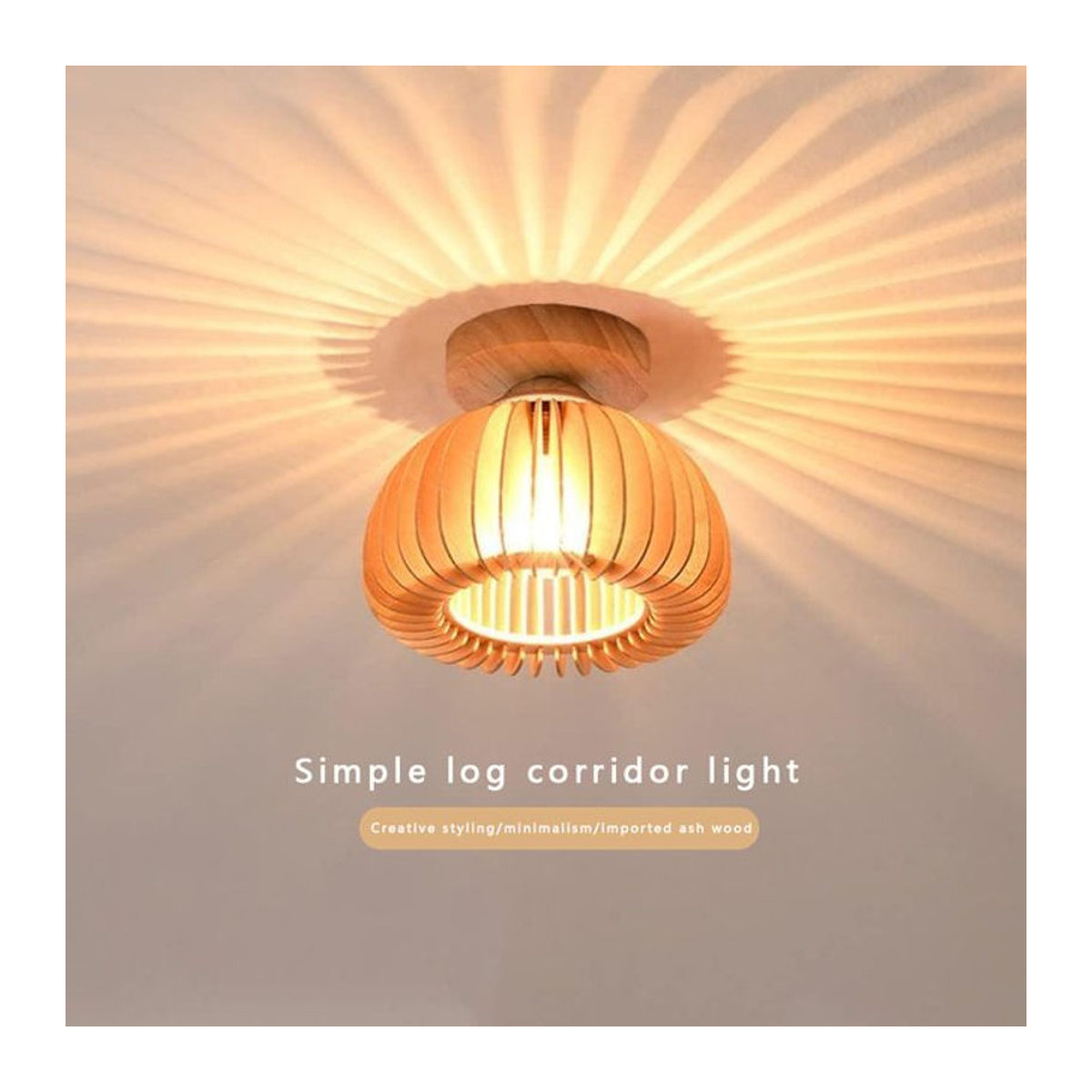 LINCCW 2er-Set Deckenlampe aus Holz im japanischen Kürbis-Stil mit E27 Fassung in Natur - Bild 1