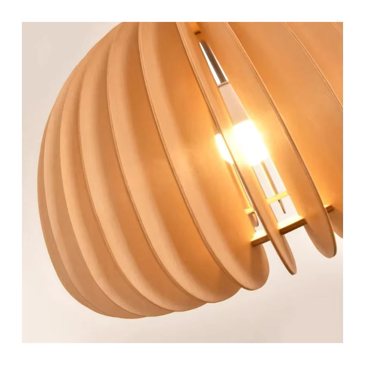LINCCW 2er-Set Deckenlampe aus Holz im japanischen Kürbis-Stil mit E27 Fassung in Natur - Bild 5