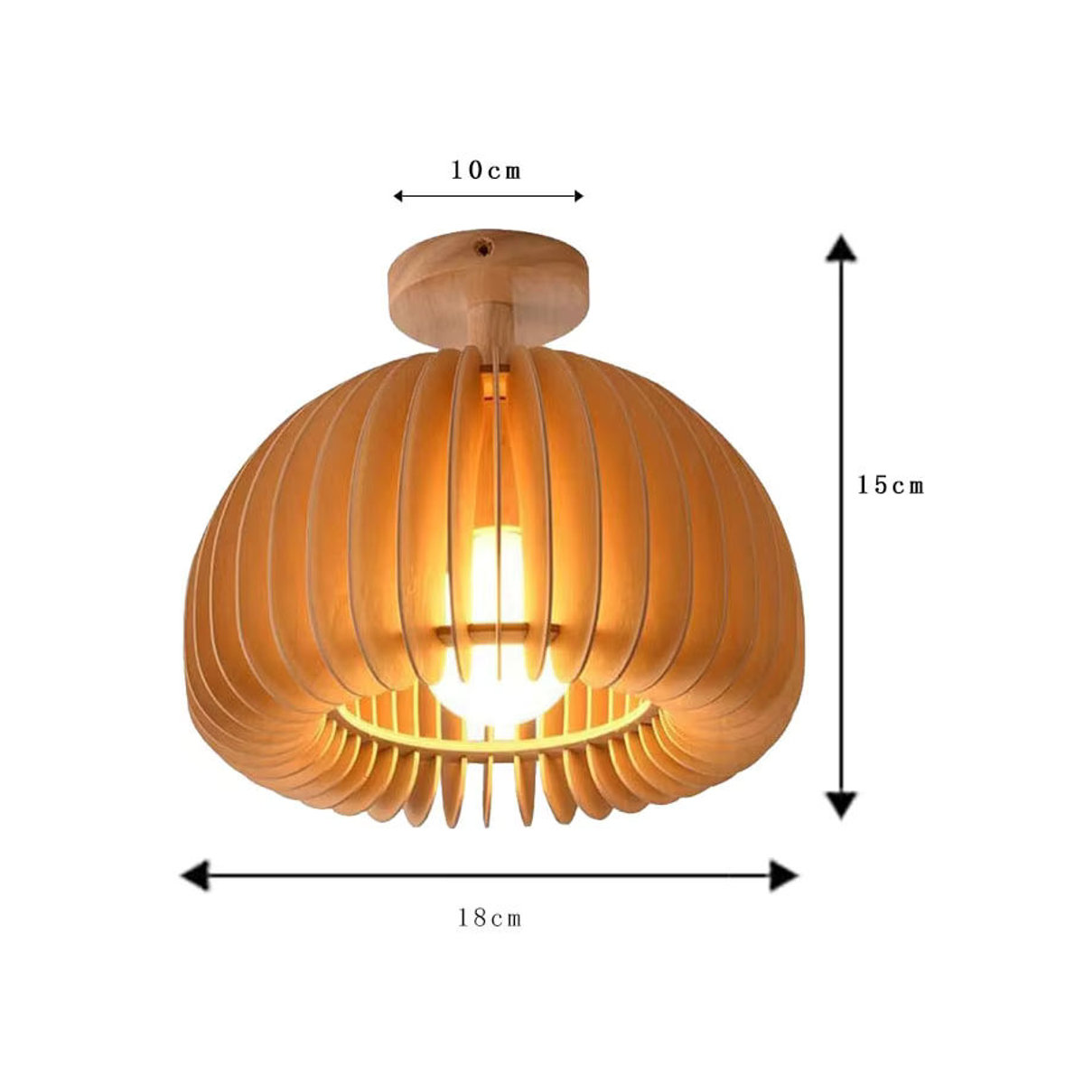 LINCCW 2er-Set Deckenlampe aus Holz im japanischen Kürbis-Stil mit E27 Fassung in Natur - Bild 6
