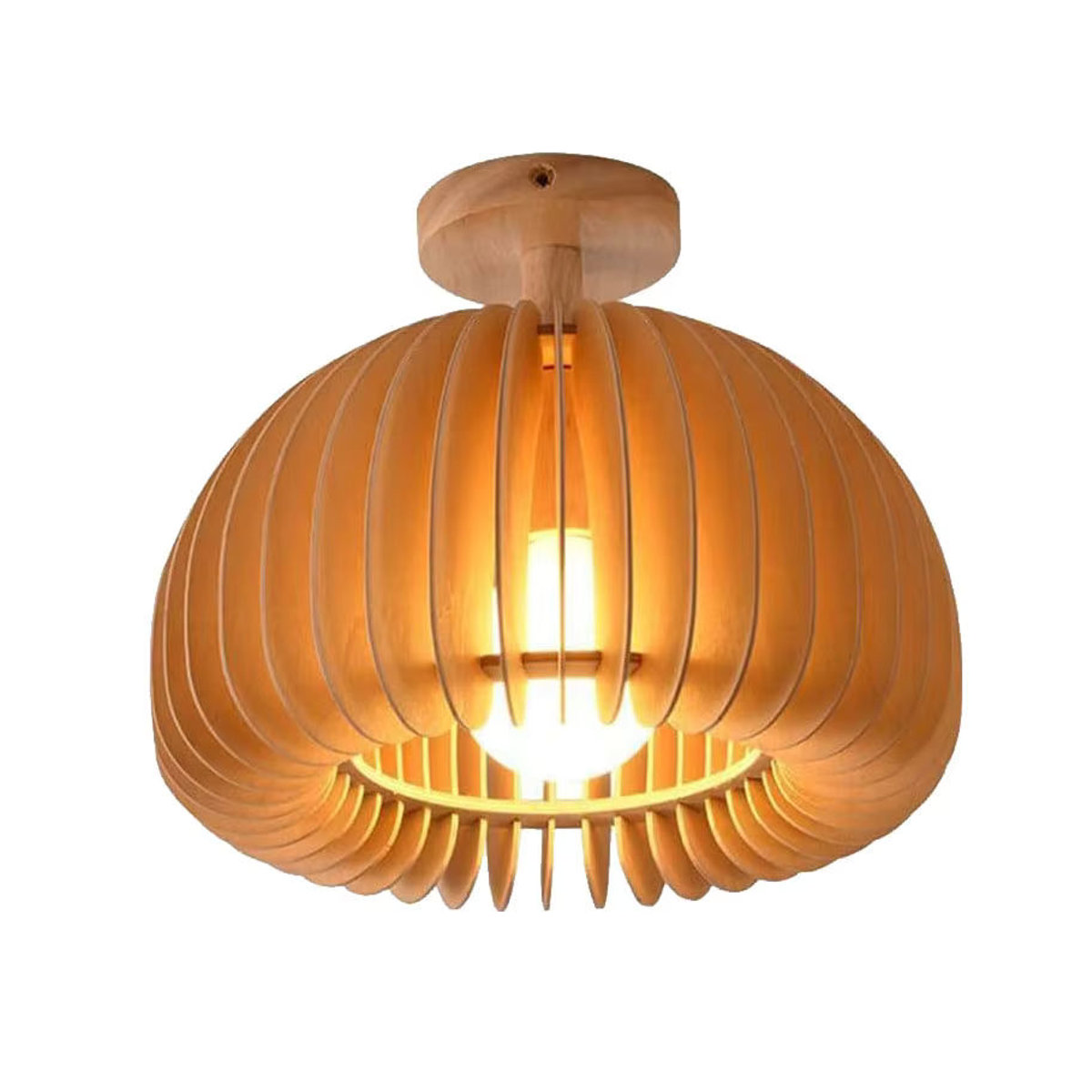 LINCCW 2er-Set Deckenlampe aus Holz im japanischen Kürbis-Stil mit E27 Fassung in Natur - Bild 7