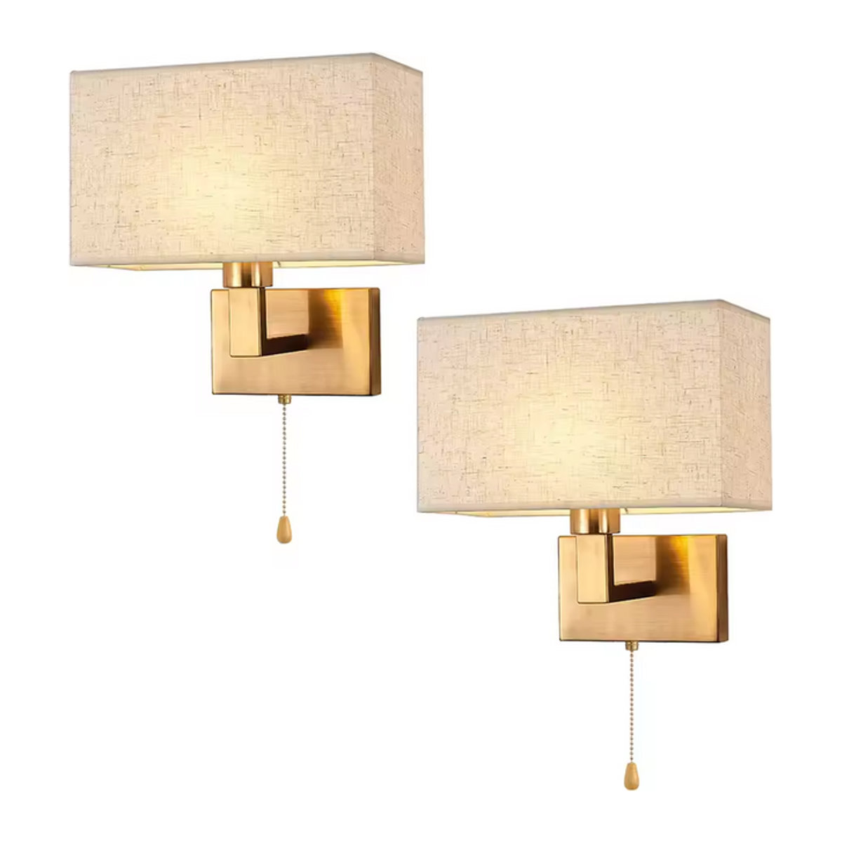 LINCCW 2er-Set Moderne LED Wandleuchten aus Kupfer mit Stoffschirm für Wohnzimmer, Flur und Hotel - Bild 1