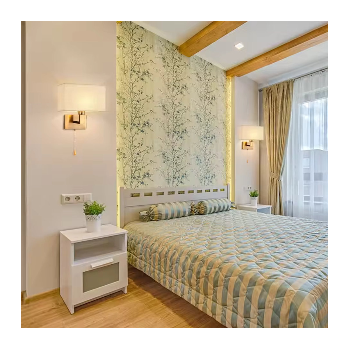 LINCCW 2er-Set Moderne LED Wandleuchten aus Kupfer mit Stoffschirm für Wohnzimmer, Flur und Hotel - Bild 3