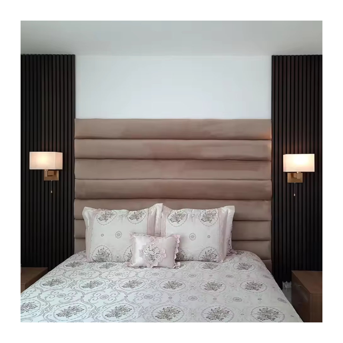 LINCCW 2er-Set Moderne LED Wandleuchten aus Kupfer mit Stoffschirm für Wohnzimmer, Flur und Hotel - Bild 4