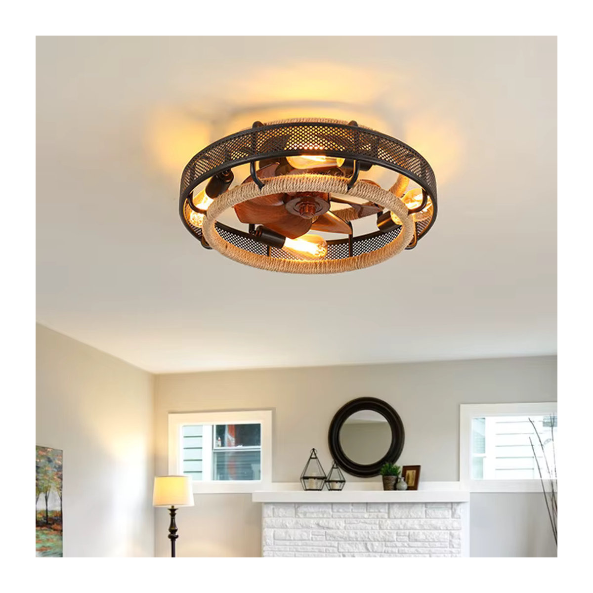 LINCCW LED Deckenventilator im Nordic Design mit Schmiedeeisen-Optik, Schwarz, Kronleuchter für Schlafzimmer und Esszimmer - Bild 3