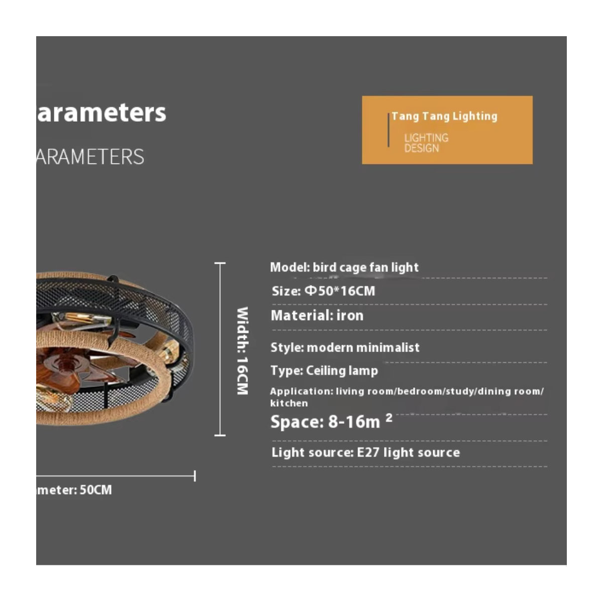 LINCCW LED Deckenventilator im Nordic Design mit Schmiedeeisen-Optik, Schwarz, Kronleuchter für Schlafzimmer und Esszimmer - Bild 5