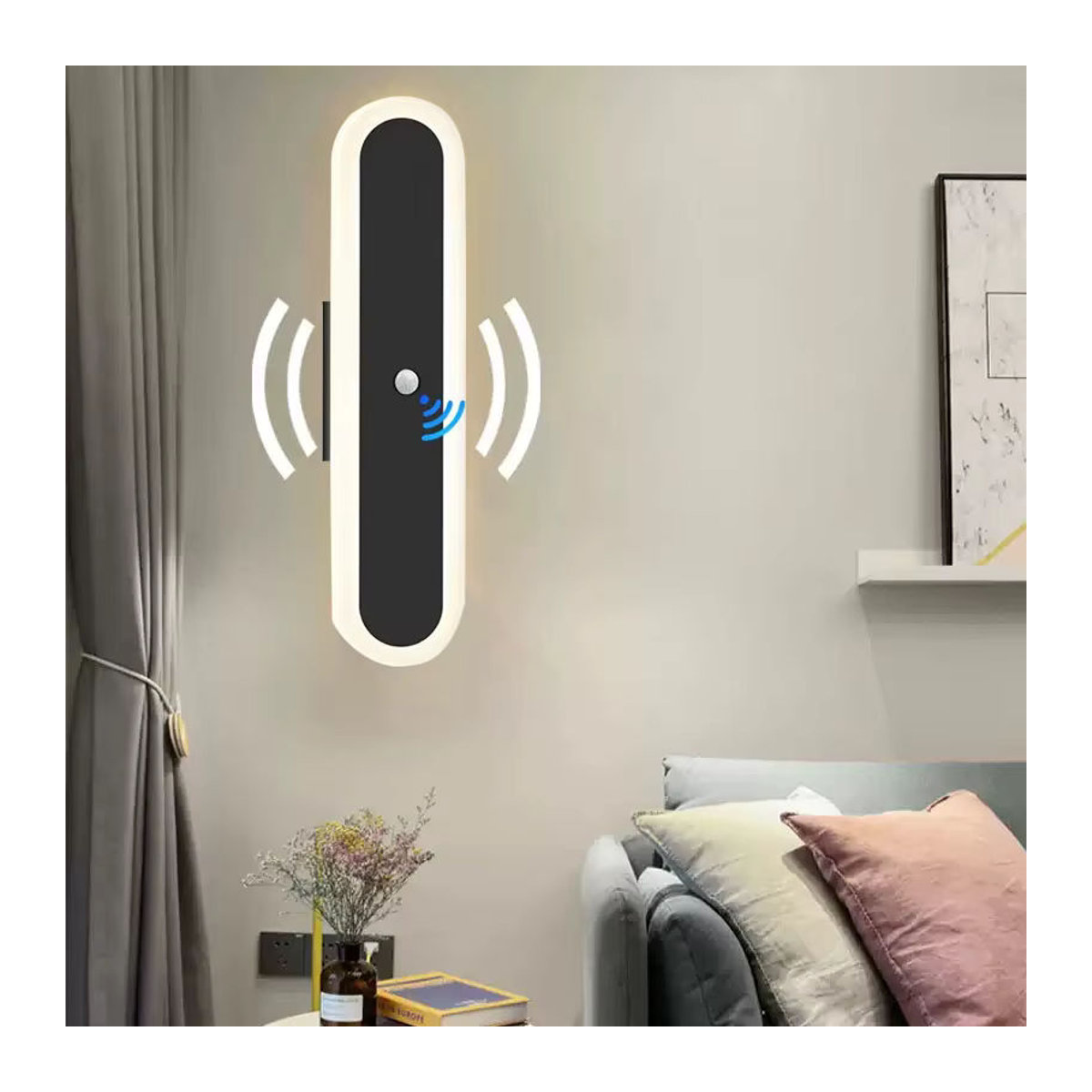 LINCCW LED Wandleuchte mit Bewegungssensor und 4000 mAh Akku, Schwarz, Acryl, Minimalistisches Design - Bild 2