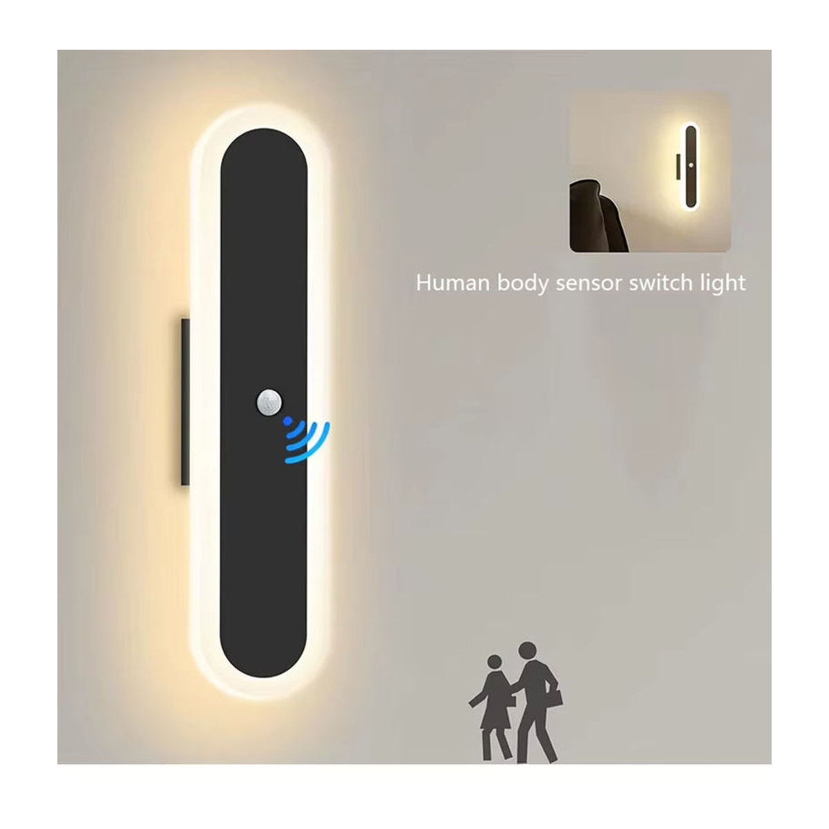 LINCCW LED Wandleuchte mit Bewegungssensor und 4000 mAh Akku, Schwarz, Acryl, Minimalistisches Design - Bild 4