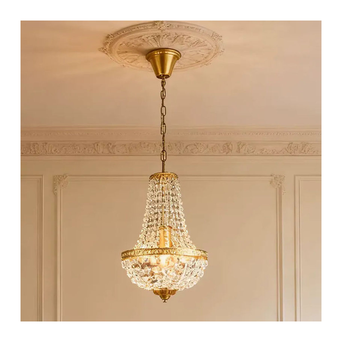 LINCCW Retro-Kristall-Pendelleuchte im Industrial-Design aus Metall für LED, erhältlich in Bronze oder Gold - Bild 3