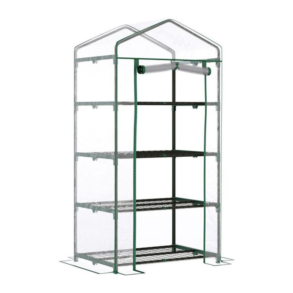 Linder Exclusiv Foliengewächshaus aus Metall und Kunststoff mit 4 Etagen, Transparent/Grün, H x B x T: 160 x 69 x 50 cm - Bild 1