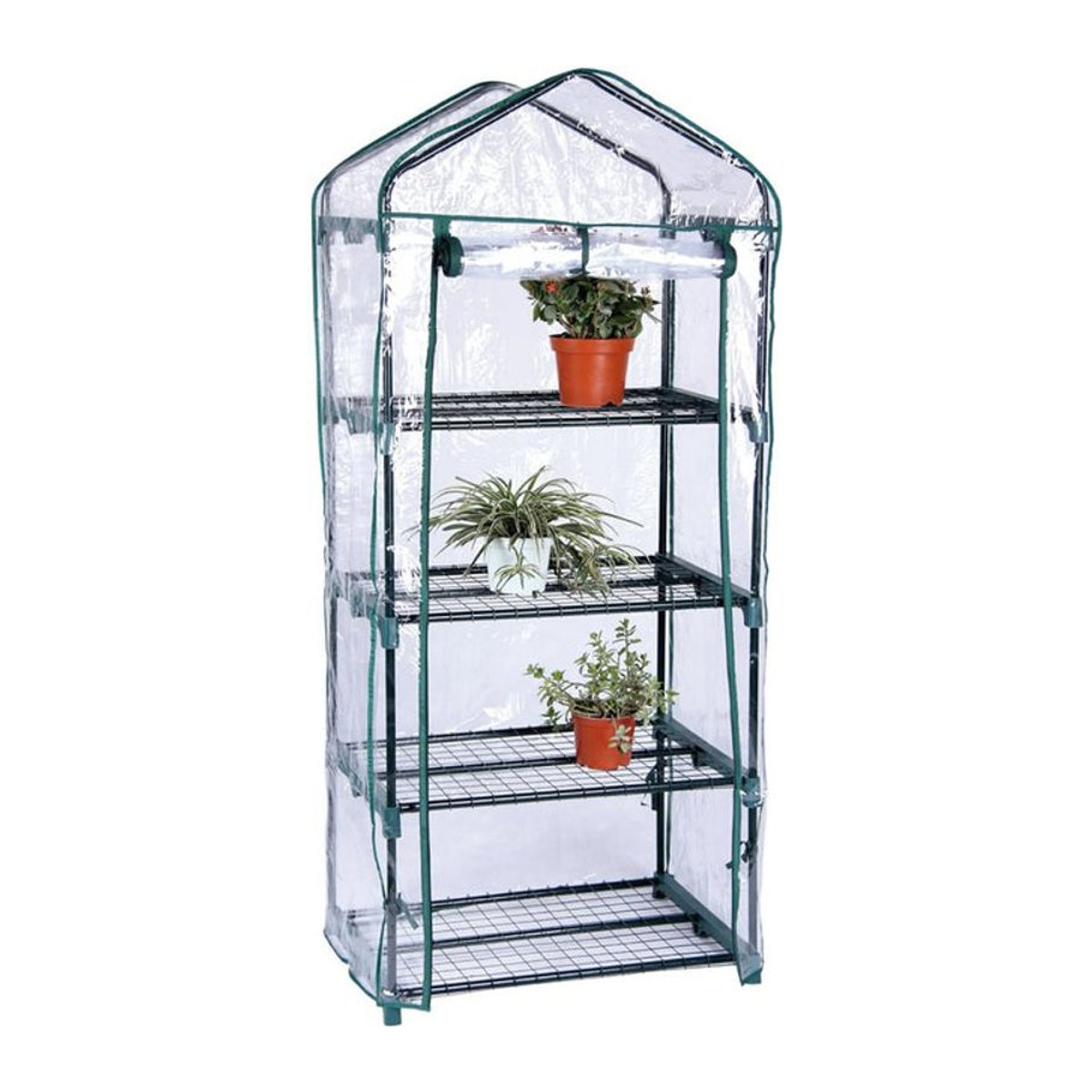 Linder Exclusiv Foliengewächshaus aus Metall und Kunststoff mit 4 Etagen, Transparent/Grün, H x B x T: 160 x 69 x 50 cm - Bild 2