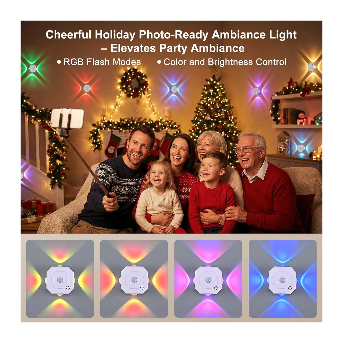 LINYILIGHT LED Bewegungssensor Lampe wiederaufladbare Nachtbeleuchtung mit RGB und 3 Farben für Flur Treppen und Küche in Weiß und Bunt - Bild 2