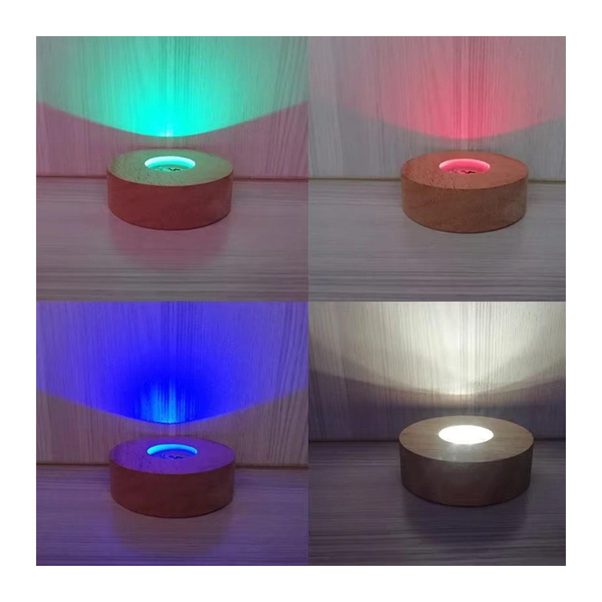 LINYILIGHT LED Nachtlicht aus Massivholz mit RGB und 3 Farben, kabelloses Lichtsockel-Set in Natur und Bunt, Durchmesser: 8 cm - Bild 5