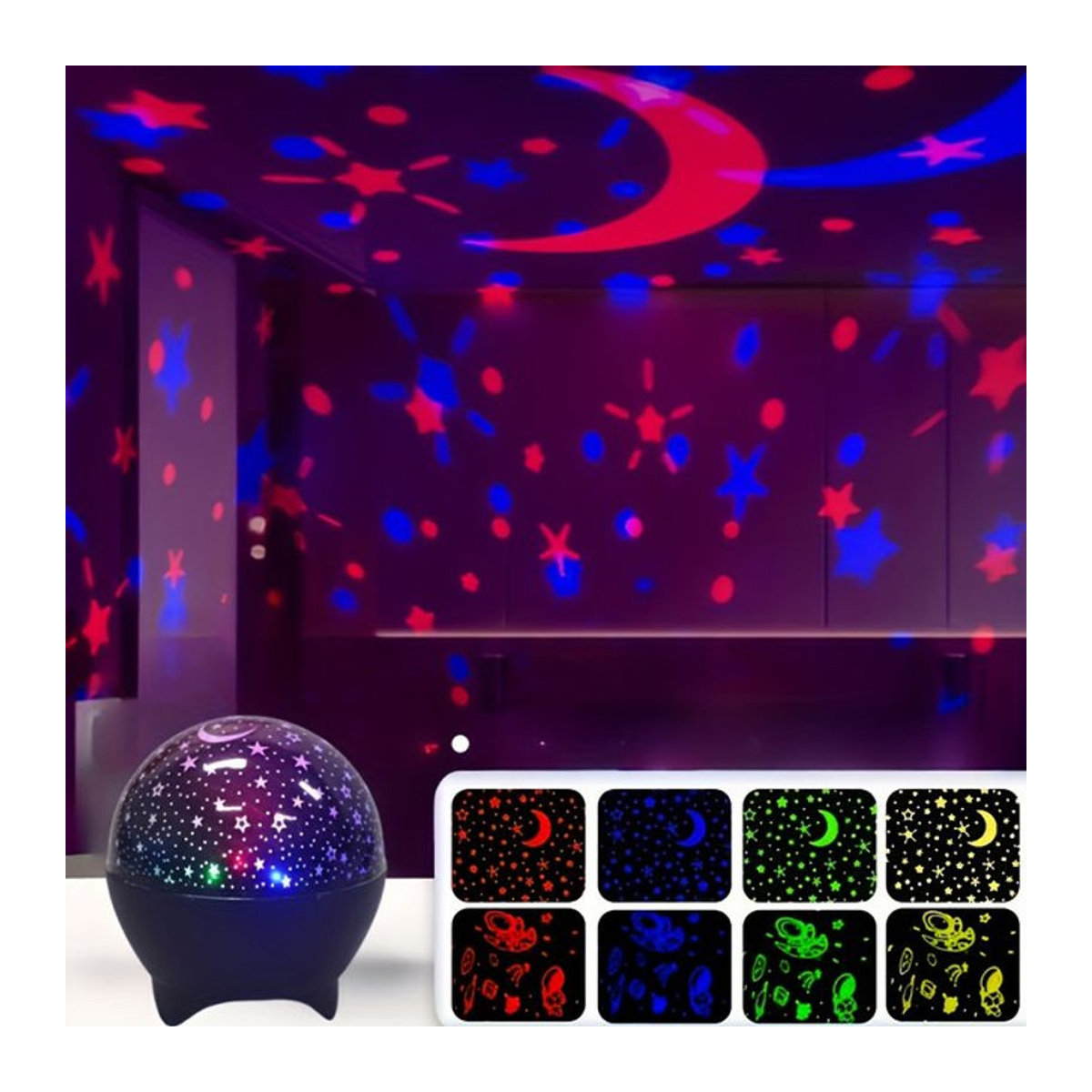 LINYILIGHT LED-Projektorlicht Sternenmond Galaxie RGB-Projektionslampe in Schwarz und Bunt mit USB-Anschluss zur Raumdekoration - Bild 1