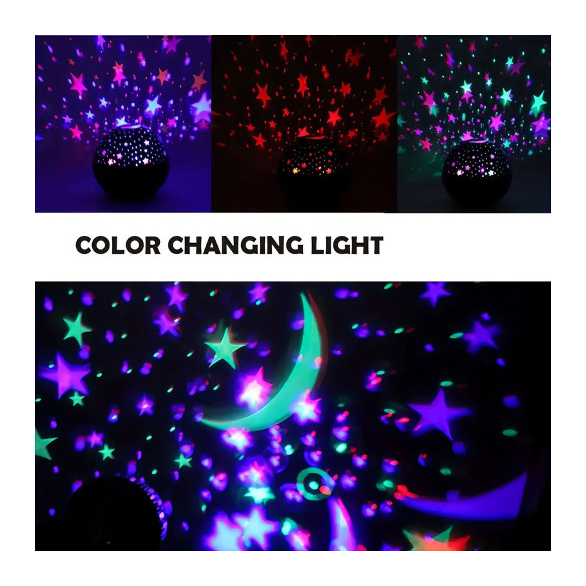 LINYILIGHT LED-Projektorlicht Sternenmond Galaxie RGB-Projektionslampe in Schwarz und Bunt mit USB-Anschluss zur Raumdekoration - Bild 3