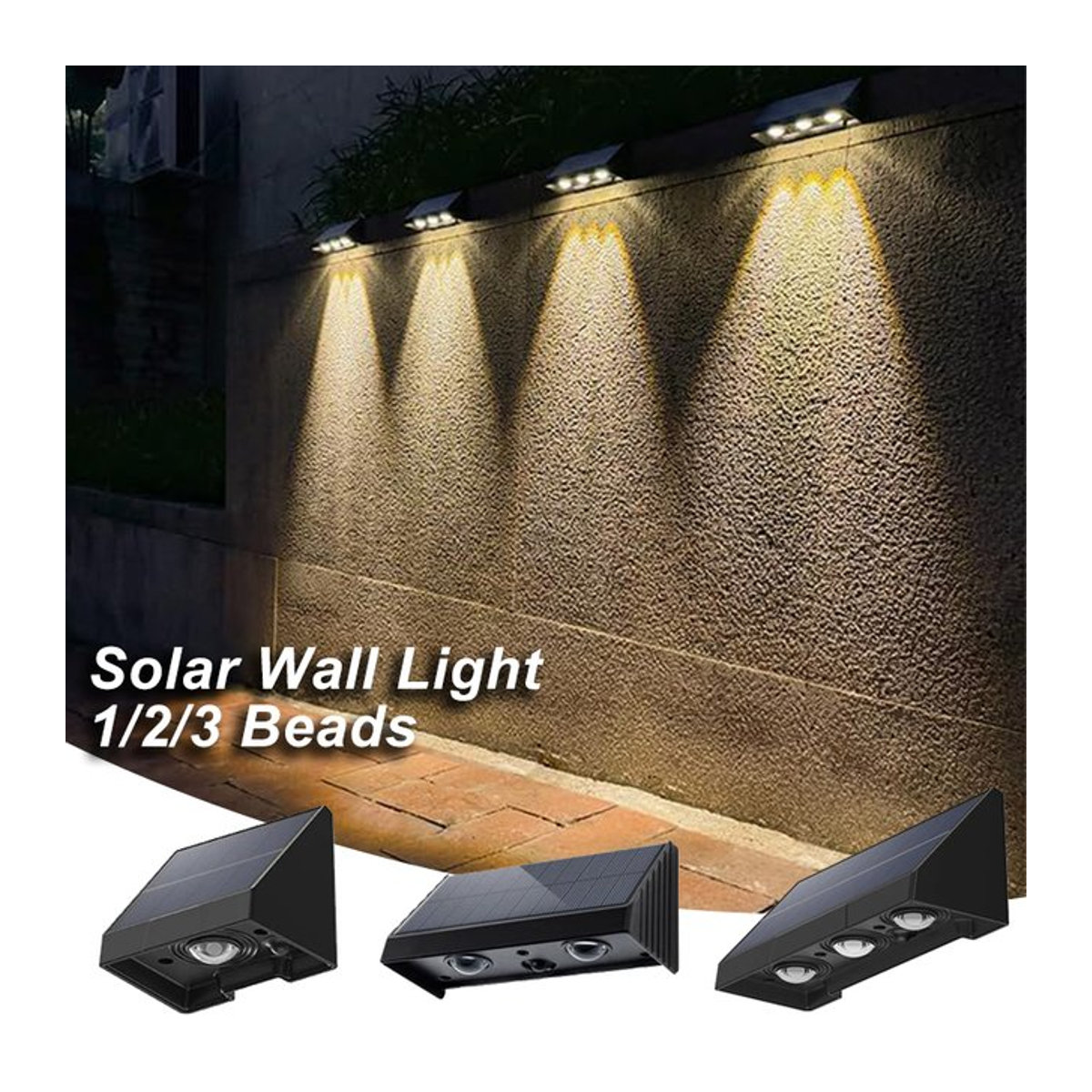 LINYILIGHT LED Solar-Gartenwandleuchte in Schwarz, modern und wasserdicht mit warmweißem Licht für Terrasse, Veranda und Außenwand - Bild 1