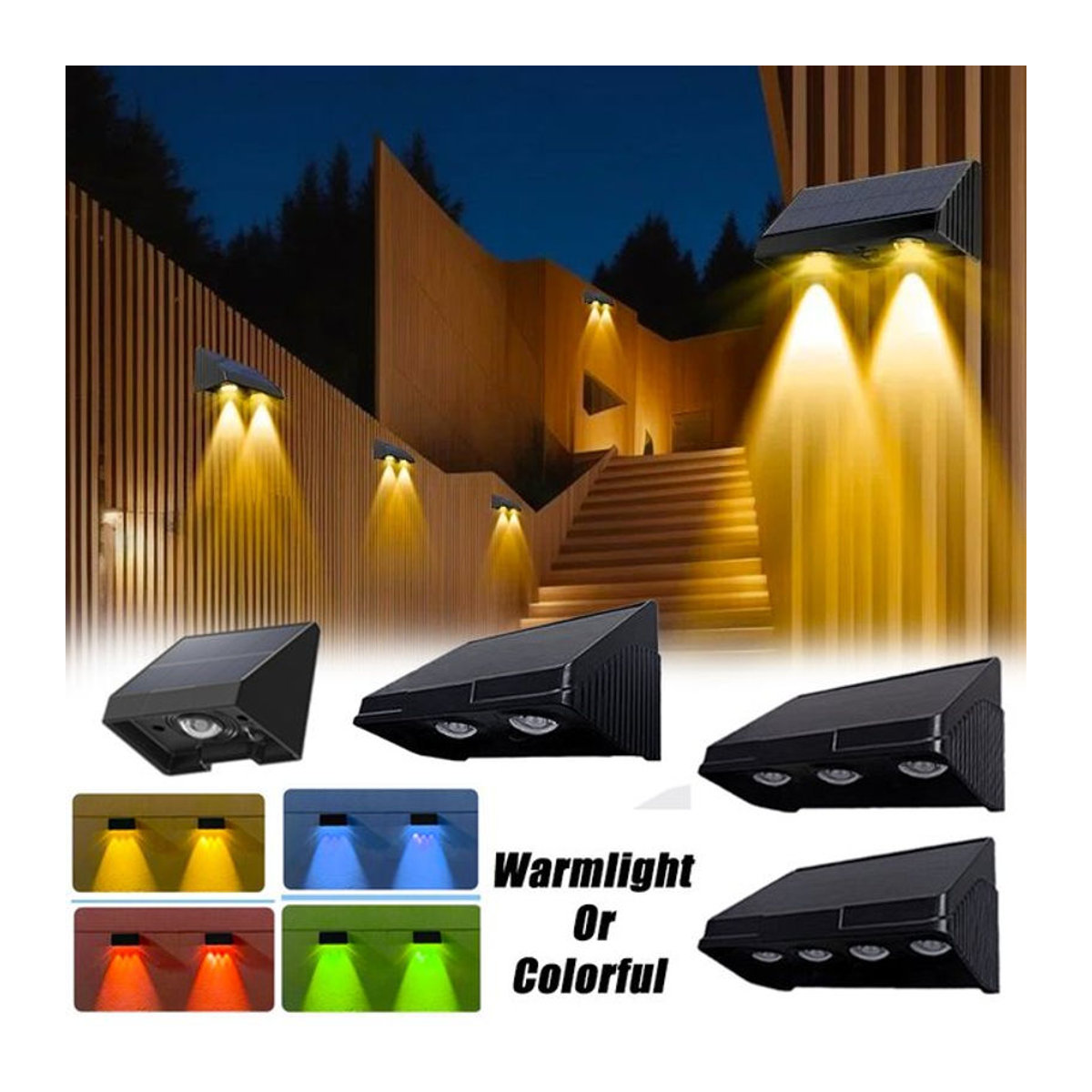 LINYILIGHT Solar-Wandleuchte für den Außenbereich, moderne LED-Lampe in Schwarz, wasserdicht für Veranda, Balkon und Garten - Bild 1