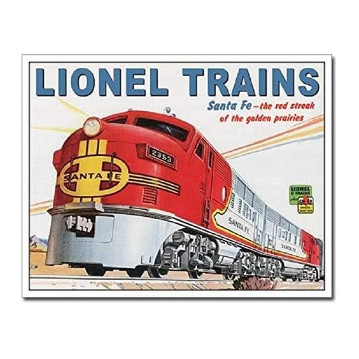 Lionel Train Santa Fe Railroad Retro Wandkunst Metallblechschild in Querformat und Mehrfarbig - Bild 1