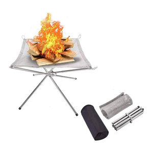 LISM Faltbares Camping Lagerfeuer Rack aus Edelstahl für Outdoor und Garten BBQ