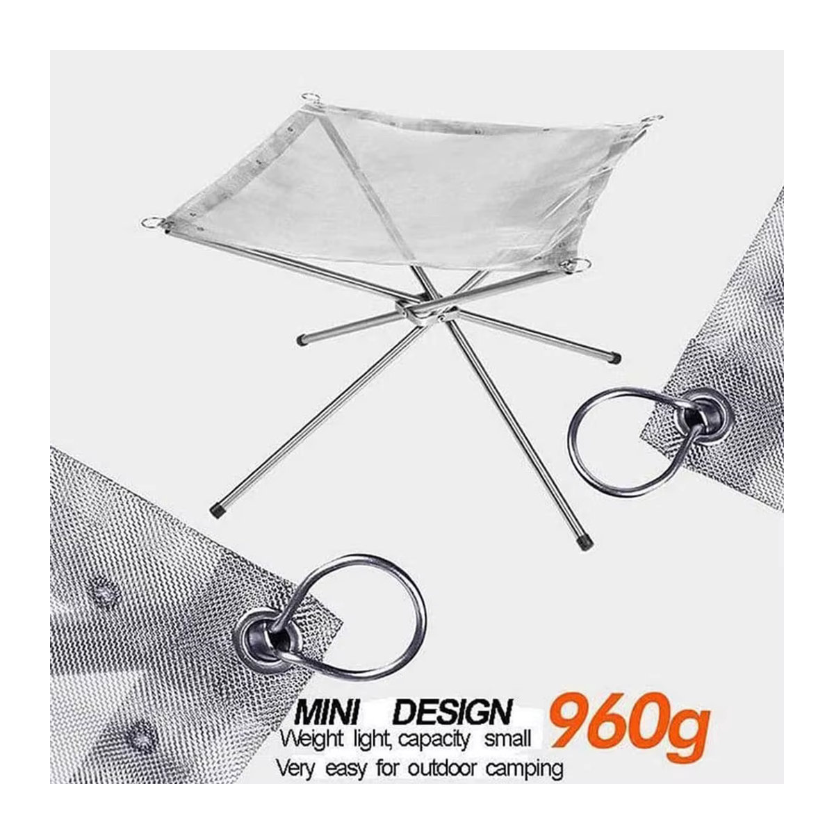 LISM Faltbares Camping Lagerfeuer Rack aus Edelstahl für Outdoor und Garten BBQ - Bild 2