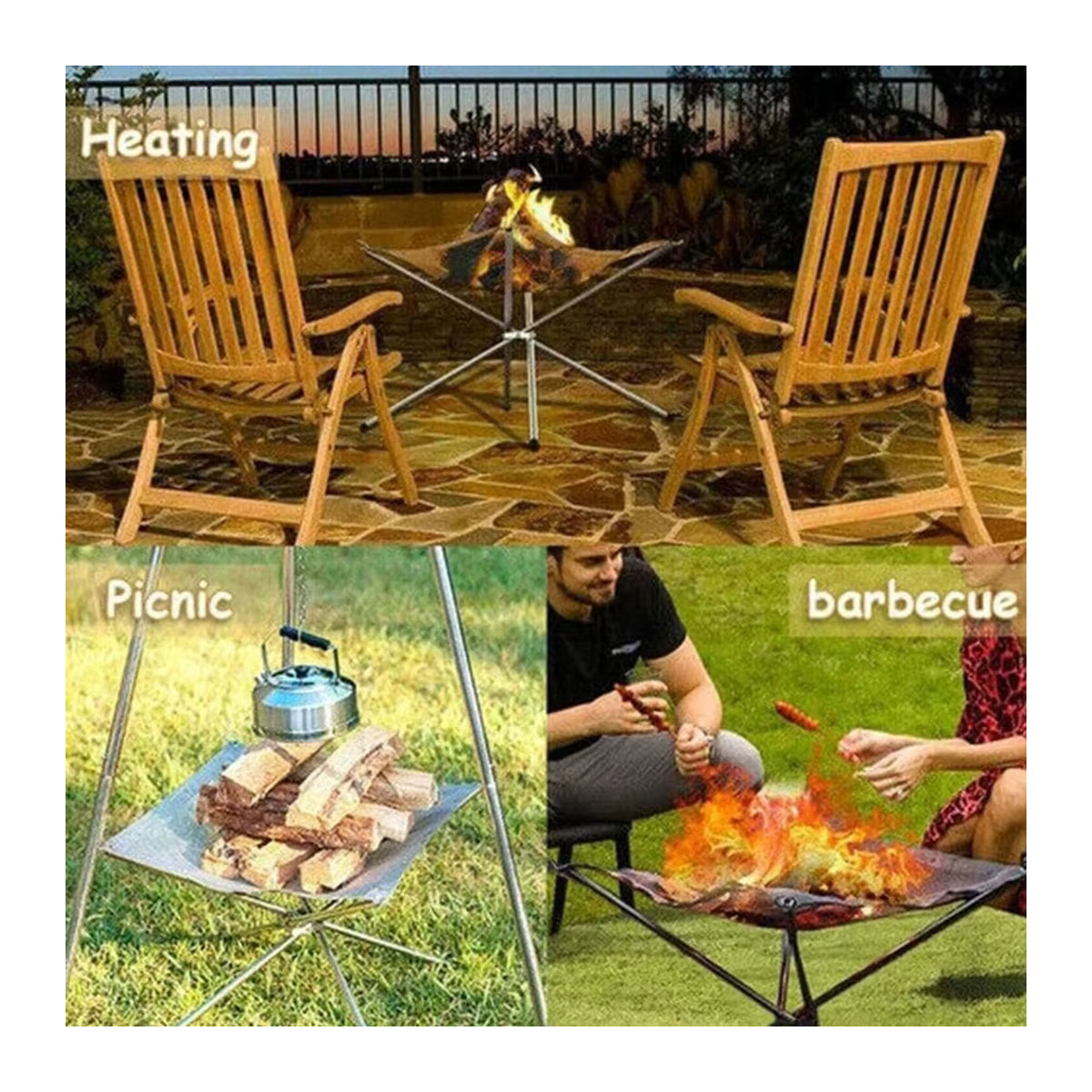 LISM Faltbares Camping Lagerfeuer Rack aus Edelstahl für Outdoor und Garten BBQ - Bild 5